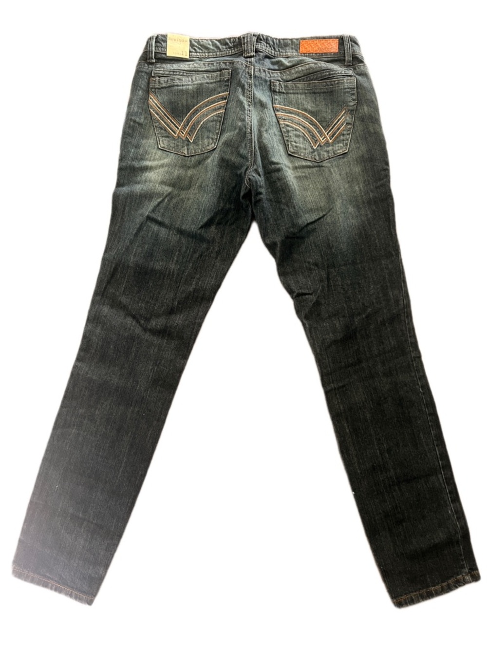 Rewind Women Straight Leg Jeans - Blue  with Distressing - Picture 2 of 4